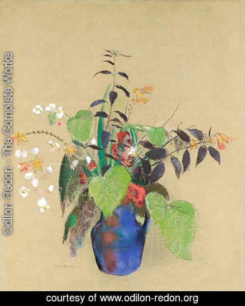 Odilon Redon - Fleurs dans une cruche bleue