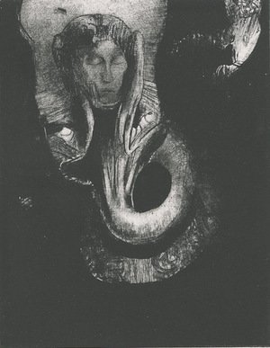 Odilon Redon - Oannes I, the first consciousness of chaos, arose from the abyss that I might harden matter, and give law unto forms (plate 14)