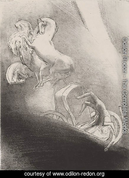 Odilon Redon - He falls, head-first, into the abyss (plate 17)