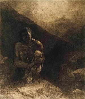 Odilon Redon - Primitive Man Seated in Shadow