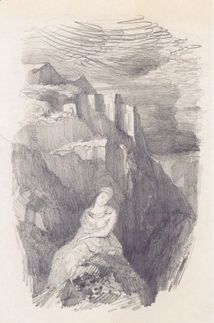 Odilon Redon - Woman and the mountain landscape