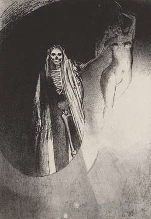 Odilon Redon - Death It is I who makes you serious; let us embrace each other (plate 20)
