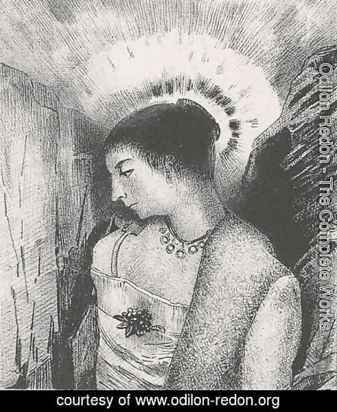 Odilon Redon - Here is the Good Goddess, the Idaean mother of the mountains (plate 15)