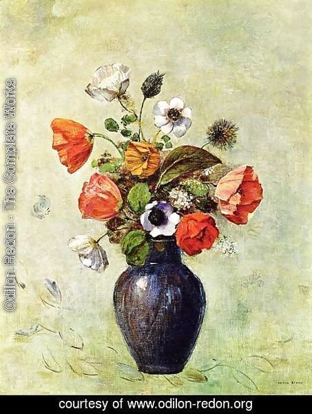 Odilon Redon - Anemones And Poppies In A Vase