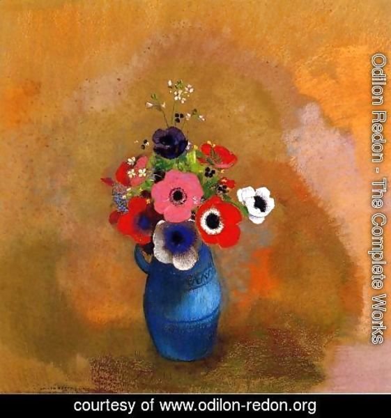 Odilon Redon - Anemonies In A Blue Vase