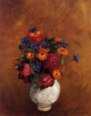 Bouquet Of Flowers In A White Vase