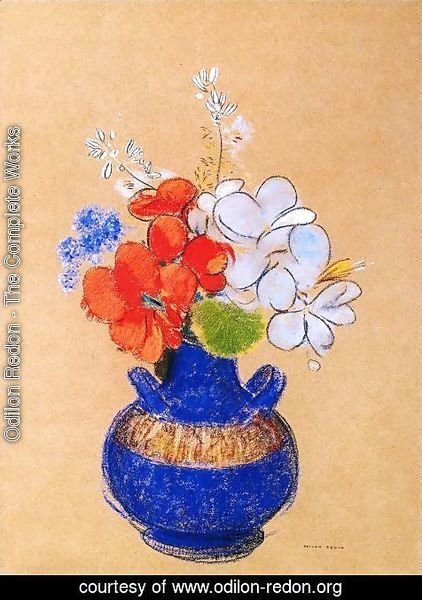 Odilon Redon - Flowers In A Blue Vase