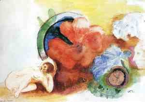 Odilon Redon - Nude  Begonia And Heads