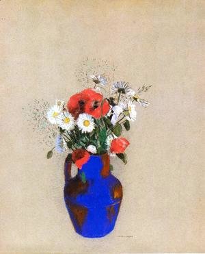 Odilon Redon - Poppies And Daisies In A Blue Vase