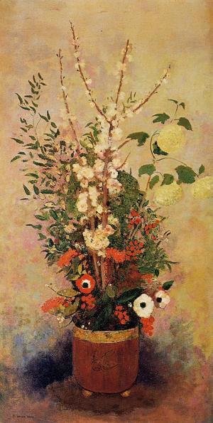 Odilon Redon - Vase Of Flowers With Branches Of A Flowering Apple Tree