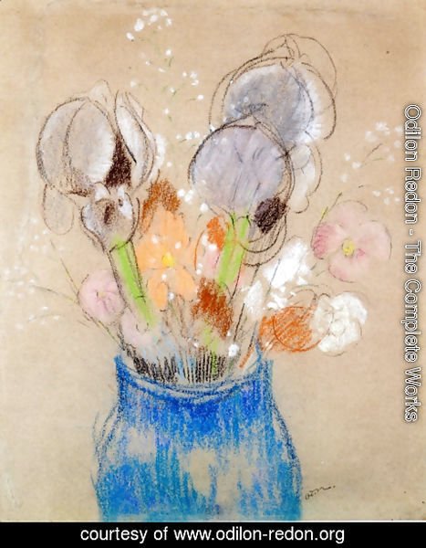 Odilon Redon - Bouquet of Flowers, Irises
