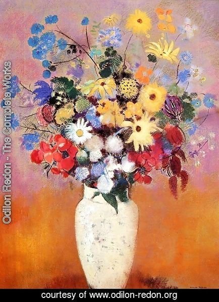 Odilon Redon - White Vase with Flowers