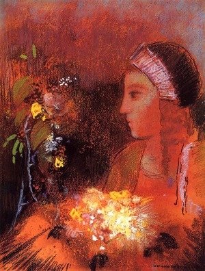 Odilon Redon - Woman with Flowers 2