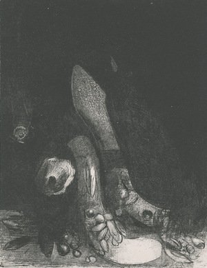 Odilon Redon - Flowers fall and the head of a python appears (plate 5)