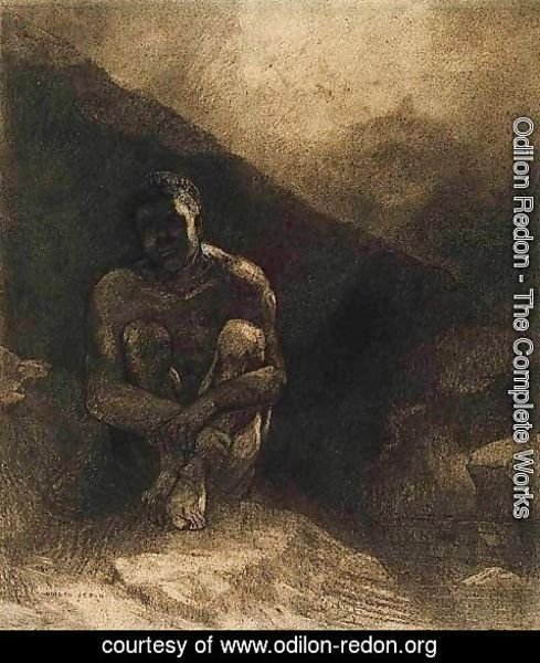 Odilon Redon - Primitive Man Seated in Shadow