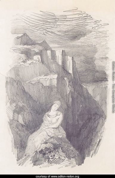 Woman and the mountain landscape