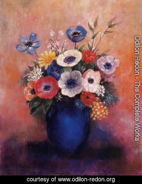 Odilon Redon - Bouquet Of Flowers In A Blue Vase