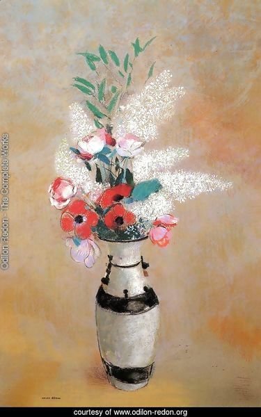 Bouquet With White Lilies In A Japanese Vase