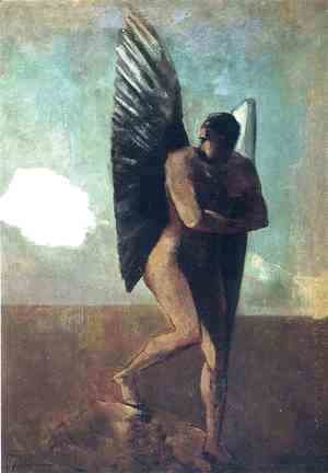 Odilon Redon - Fallen Angel Looking At At Cloud