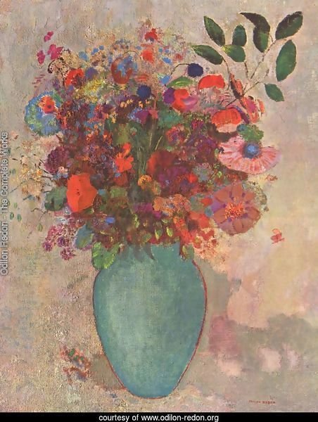Flowers In A Turquoise Vase