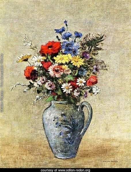 Flowers In A Vase With One Handle