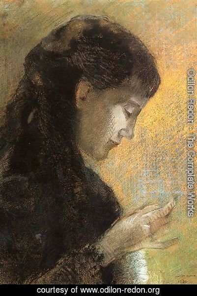 Odilon Redon - Portrait Of Madame Redon Embroidering
