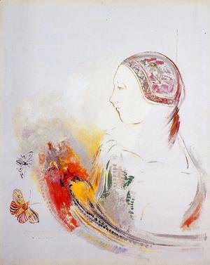 Odilon Redon - Profile Of A Child Aka Profile Of A Girl With Bird Of Paradise