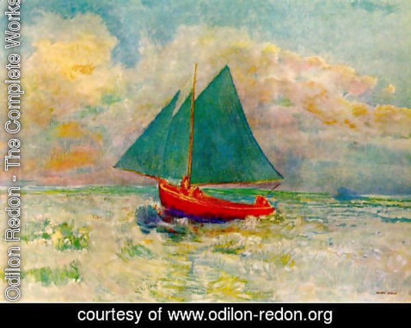 Odilon Redon - Red Boat with a Blue Sail 1906-07
