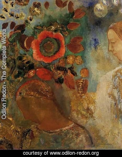 Odilon Redon - Two Young Girls Among Flowers