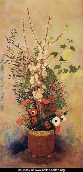 Vase Of Flowers With Branches Of A Flowering Apple Tree