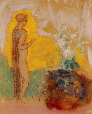 Odilon Redon - Woman And Stone Pot Full Of Flowers